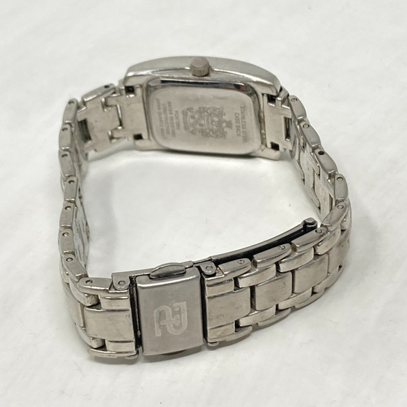 Paolo Tank Watch Women 20mm Silver Tone Purple Dial Crystals Pave New Batt 6.5" - Picture 12 of 16